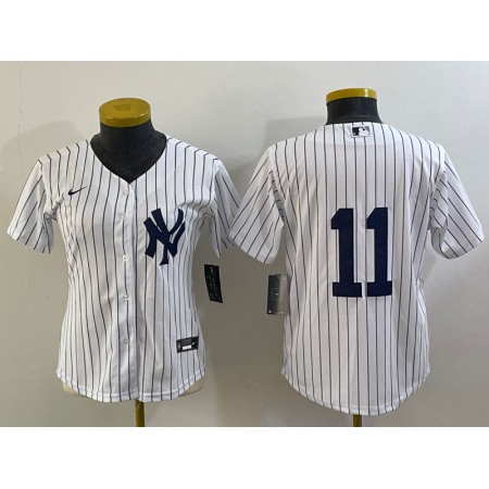 Women's New York Yankees #11 Anthony Volpe White Cool Base Stitched Jersey(Run Small)