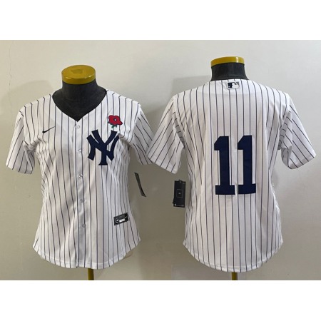 Women's New York Yankees #11 Anthony Volpe White Cool Base Stitched Jersey(Run Small)