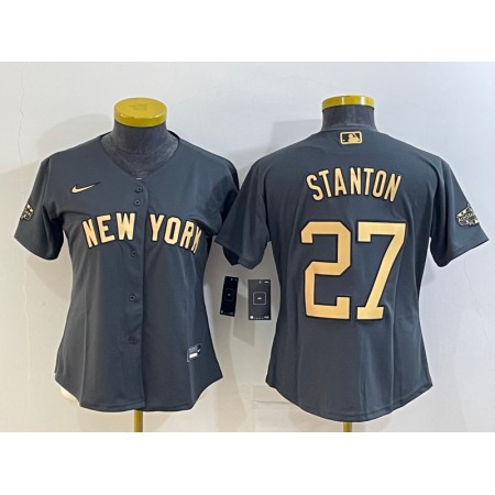 Women's New York Yankees #27 Giancarlo Stanton 2022 All-Star Charcoal Stitched Baseball Jersey(Run Small)