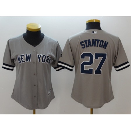 Women's New York Yankees #27 Giancarlo Stanton Gray Cool Base Stitched MLB Jersey