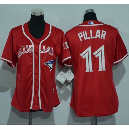 Blue Jays #11 Kevin Pillar Red Canada Day Women's Stitched MLB Jersey