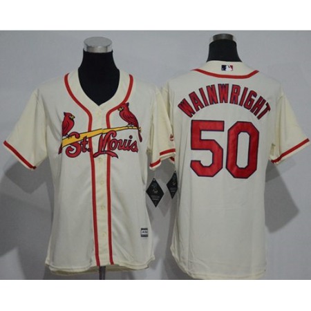 Cardinals #50 Adam Wainwright Cream Women's Alternate Stitched MLB Jersey