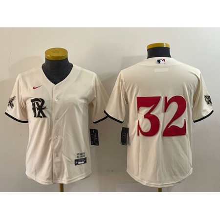 Women's Texas Rangers #32 Evan Carter Cream 2023 City Connect Stitched Baseball Jersey(Run Small)