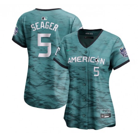 Women's Texas Rangers #5 Corey Seager Teal 2023 All-star Stitched Baseball Jersey(Run Small)