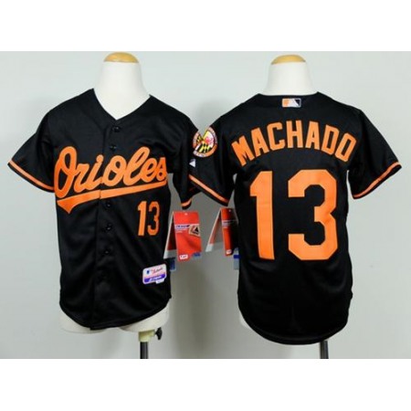 Orioles #13 Manny Machado Black Cool Base Stitched Youth MLB Jersey