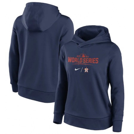 Women's Houston Astros 2021 Navy World Series Bound Collection Dugout Pullover Hoodie(Run Small)