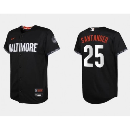 Youth Baltimore Orioles #25 Anthony Santander Black 2023 City Connect Stitched Baseball Jersey