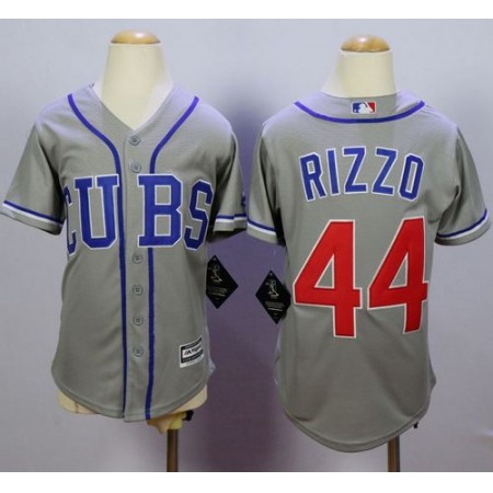 Cubs #44 Anthony Rizzo Grey Alternate Road Cool Base Stitched Youth MLB Jersey