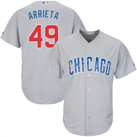 Cubs #49 Jake Arrieta Grey Road Stitched Youth MLB Jersey