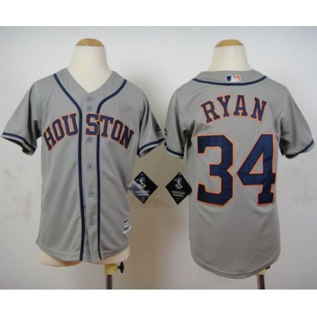 Astros #34 Nolan Ryan Grey Cool Base Stitched Youth MLB Jersey