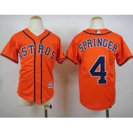 Astros #4 George Springer Orange Cool Base Stitched Youth MLB Jersey