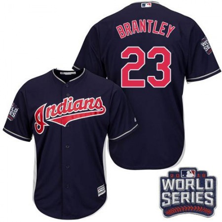 indians #23 Michael Brantley Navy Blue Alternate 2016 World Series Bound Stitched Youth MLB Jersey