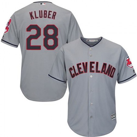 indians #28 Corey Kluber Grey Road Stitched Youth MLB Jersey