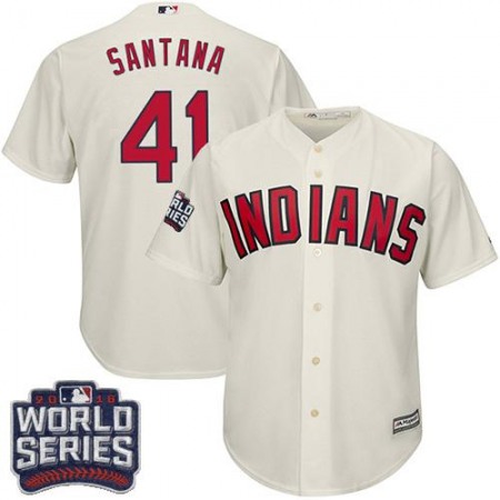 indians #41 Carlos Santana Cream Alternate 2016 World Series Bound Stitched Youth MLB Jersey