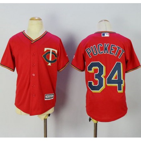 Twins #34 Kirby Puckett Red Alternate Cool Base Stitched Youth MLB Jersey