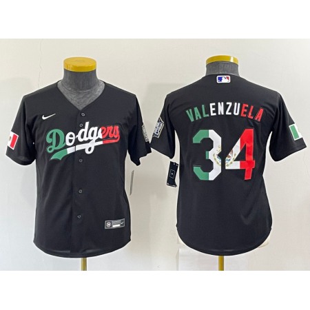 Youth Los Angeles Dodgers #34 Toro Valenzuela Black Mexico Stitched Baseball Jersey