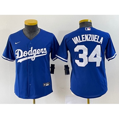 Youth Los Angeles Dodgers #34 Toro Valenzuela Royal Stitched Baseball Jersey