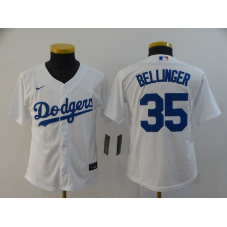 Youth Los Angeles Dodgers #35 Cody Bellinger White Cool Base Stitched MLB Jersey