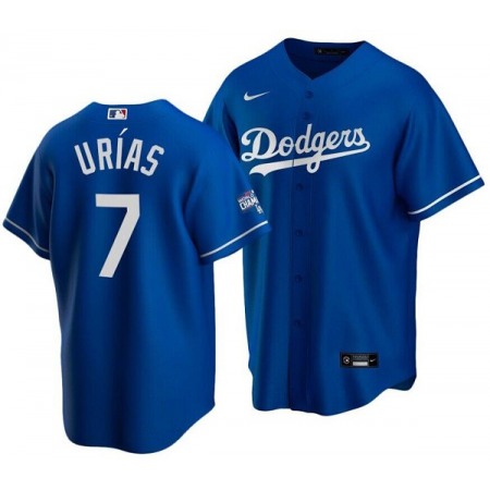 Youth Los Angeles Dodgers #7 Julio Urias Blue 2020 World Series Champions Home Patch Stitched Baseball Jersey