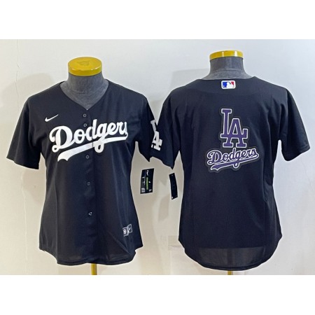 Youth Los Angeles Dodgers Black Team Big Logo Stitched Baseball Jersey