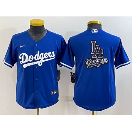 Youth Los Angeles Dodgers Royal Team Big Logo Stitched Baseball Jersey