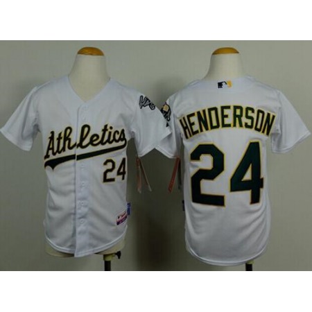 Athletics #24 Rickey Henderson White Cool Base Stitched Youth MLB Jersey