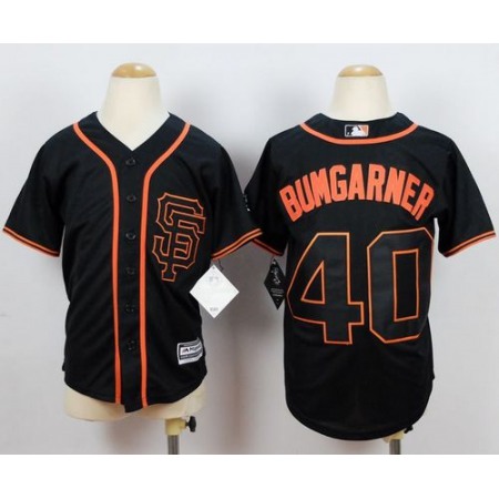 Giants #40 Madison Bumgarner Black Cool Base Stitched Youth MLB Jersey