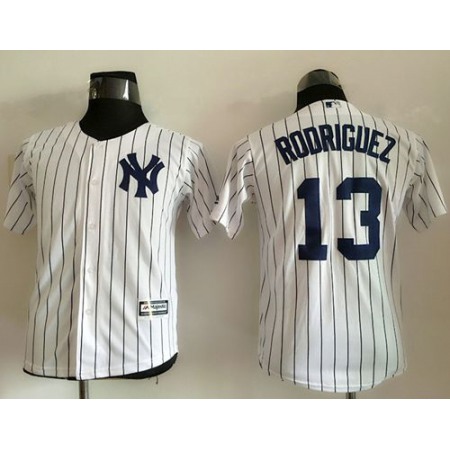 Yankees #13 Alex Rodriguez White Name Back Stitched Youth MLB Jersey