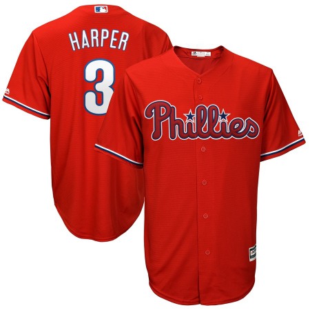 Youth Philadelphia Phillies #3 Bryce Harper Red Cool Base Stitched MLB Jersey