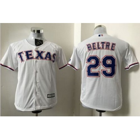 Rangers #29 Adrian Beltre White Cool Base Stitched Youth MLB Jersey