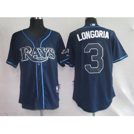 Rays #3 Evan Longoria Dark Blue Stitched Youth MLB Jersey