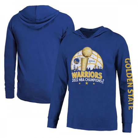 Men's Golden State Warriors 2021-2022 Royal NBA Finals Champions Triple Double Long Sleeve Hoodie T-Shirt