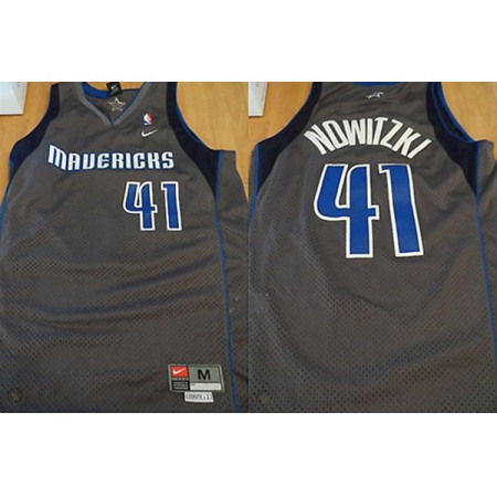 Men's Dallas Mavericks #41 Dirk Nowitzki Grey Association Edition Swingman Stitched Jersey