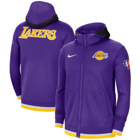 Men's Los Angeles Lakers Purple 75th Anniversary Performance Showtime Full-Zip Hoodie Jacket