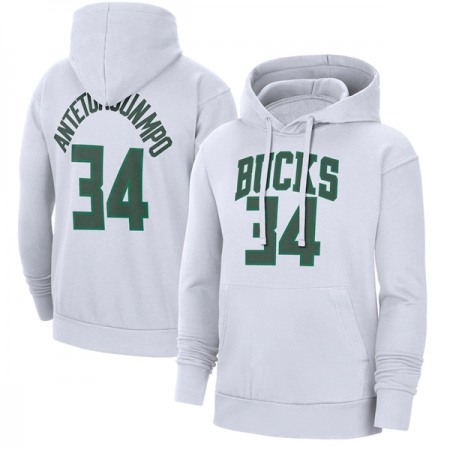 Men's Milwaukee Bucks #34 Giannis Antetokounmpo White Pullover Hoodie