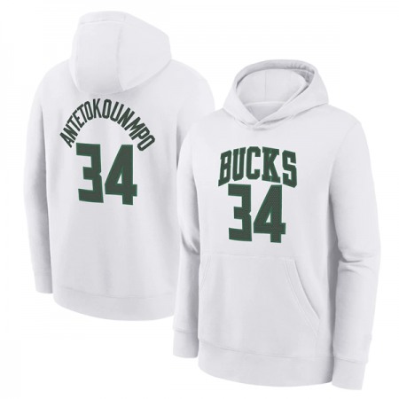 Men's Milwaukee Bucks #34 Giannis Antetokounmpo White Pullover Hoodie