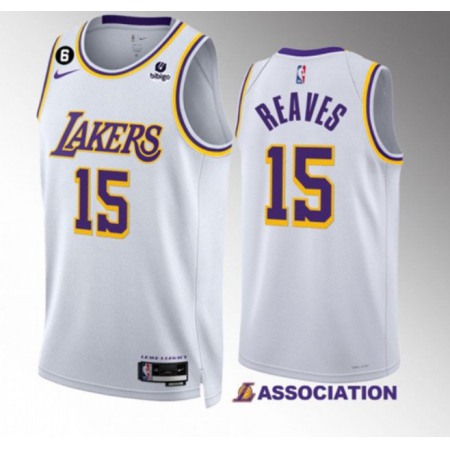 Men's Los Angeles Lakers #15 Austin Reaves White Association Edition With NO.6 Patch Stitched Basketball Jersey