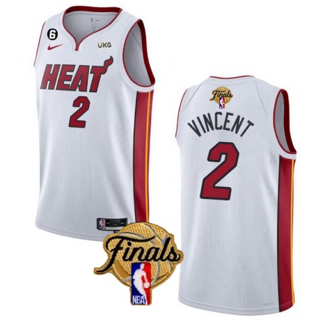 Men's Miami Heat #2 Gabe Vincent White 2023 Finals Association Edition With NO.6 Patch Stitched Basketball Jersey