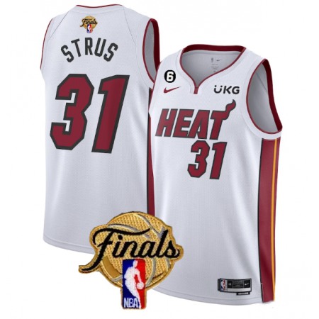 Men's Miami Heat #31 Max Strus White 2023 Finals Association Edition With NO.6 Patch Stitched Basketball Jersey