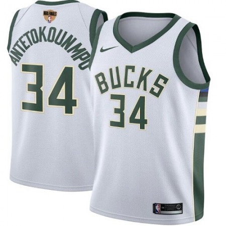 Men's Milwaukee Bucks #34 Giannis Antetokounmpo 2021 NBA Finals White Association Edition Stitched Jersey