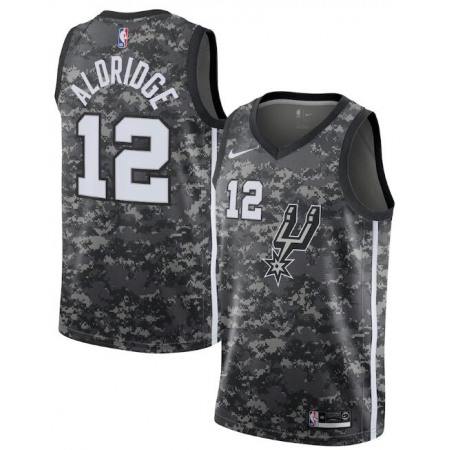 Men's San Antonio Spurs #12 Lamarcus Aldridge Black City Edition Swingman Stitched Jersey