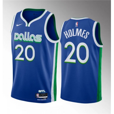 Men's Dallas Mavericks #20 Richaun Holmes Blue 2023 Draft City Edition Stitched Basketball Jersey