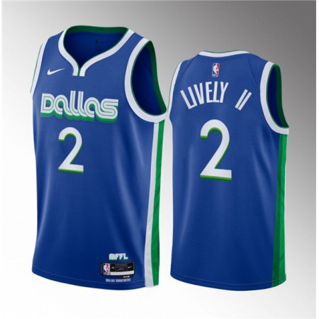 Men's Dallas Mavericks #2 Dereck Lively II Blue 2023 Draft City Edition Stitched Basketball Jersey