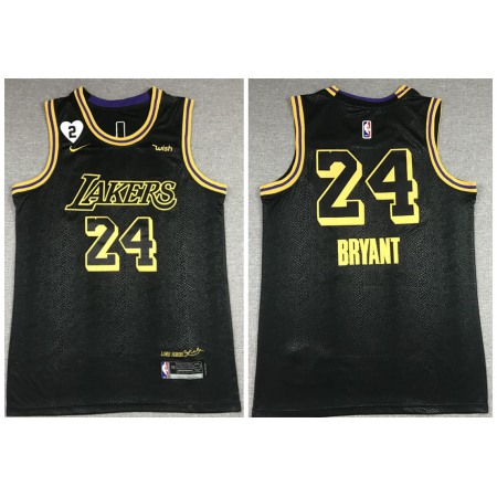 Men's Los Angeles Lakers #24 Kobe Bryant 2020 Black City Edition With GiGi Patch Stitched Jersey