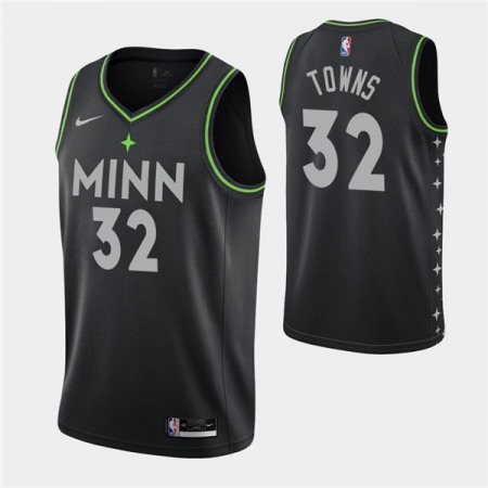 Men's Minnesota Timberwolves #32 Karl-Anthony Towns 2020-21 Black City Edition Stitched Jersey