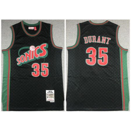 Men's Oklahoma City Thunder #35 Kevin Durant Black 2007-08 Black Throwback SuperSonics Stitched Jersey