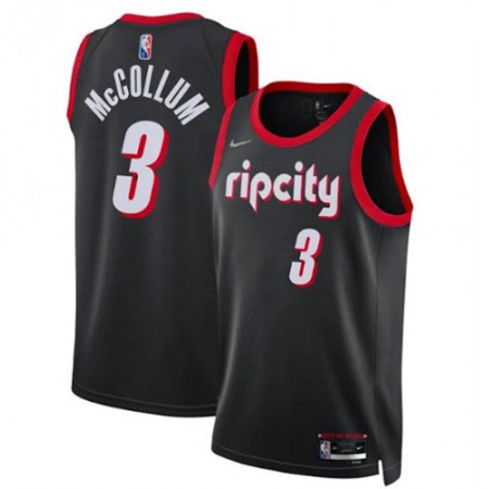 Men's Portland Trail Blazers #3 C.J. McCollum 2021/22 Black City Edition 75th Anniversary Stitched Basketball Jersey