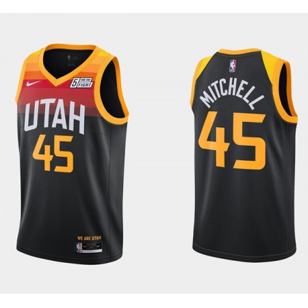 Men's Utah Jazz #45 Donovan Mitchell 2020-21 Black City Swingman Stitched NBA Jersey