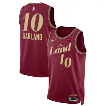 Men's Cleveland Cavaliers #10 Darius Garland Wine 2023/24 City Edition Stitched Jersey