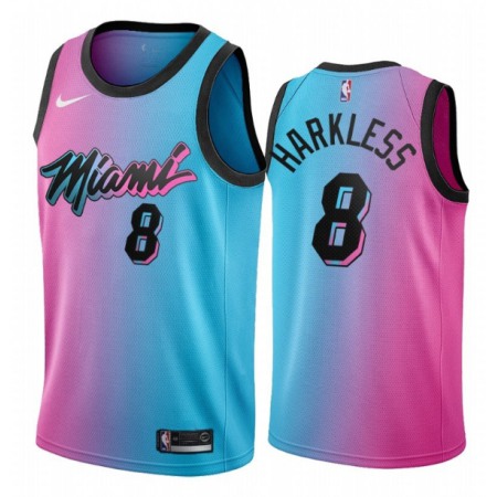 Men's Miami Heat #8 Maurice Harkless 2020 Blue/Pink City Edition Stitched Jersey